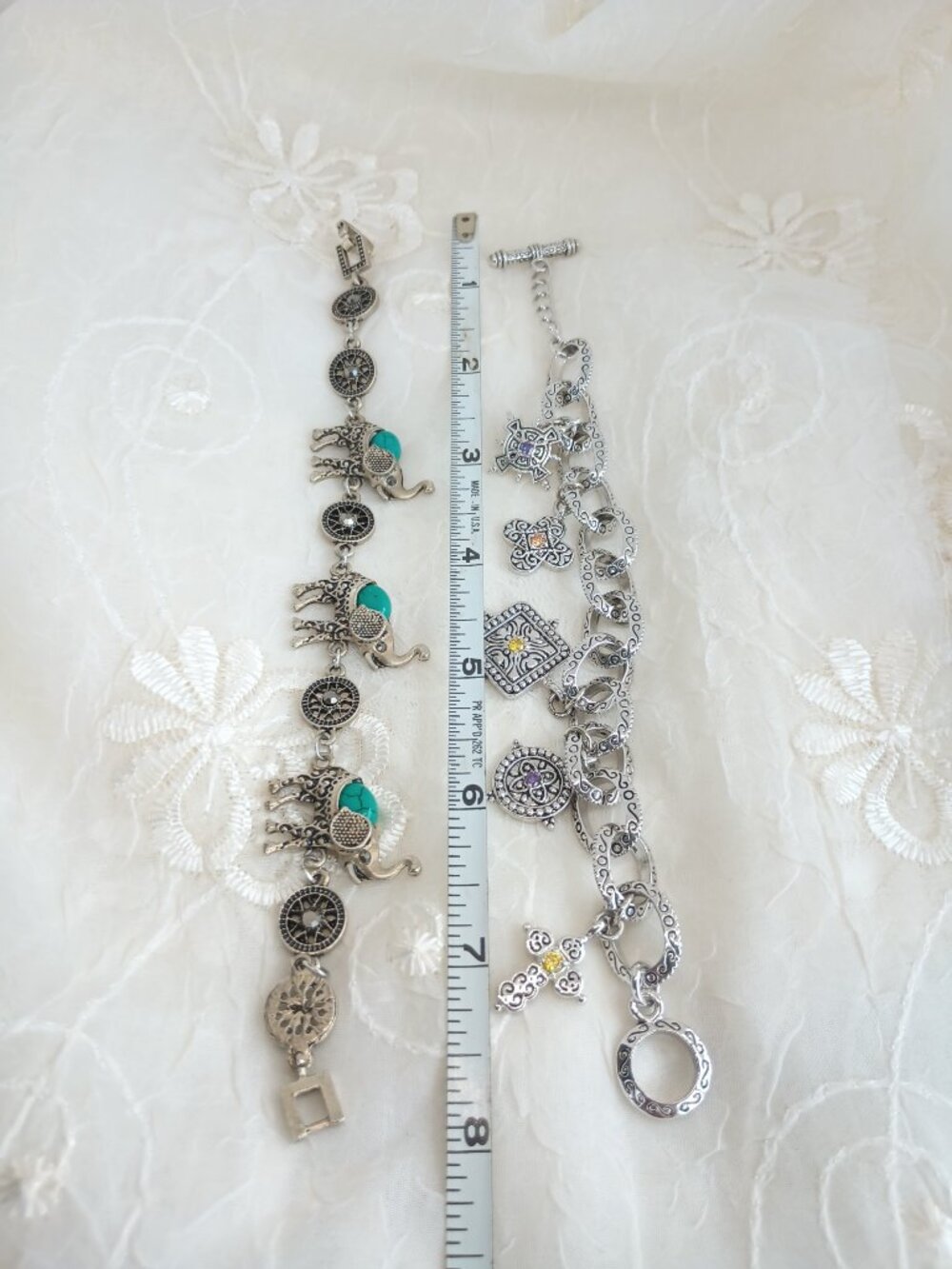 Vintage Mixed Lot of 3 Charm Bracelets Multicolor Evil Eye - Picture 8 of 8